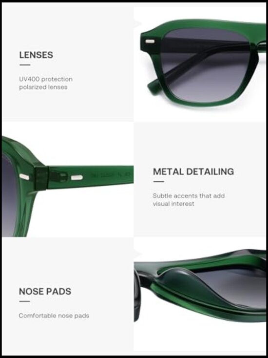 Retro Aviator Polarized Sunglasses Lightweight TR90 Frame UV400 Protection main image 4